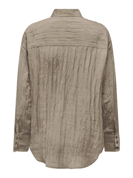 Only Textured Long Sleeve Shirt in Brown