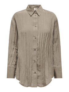 Only Textured Long Sleeve Shirt in Brown