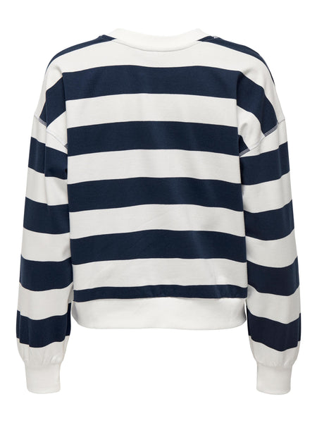 Only Striped 'Milano' Embroidered Sweatshirt in Navy