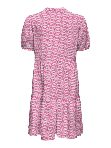 Only Patterned Short Sleeve Short Dress in Pink