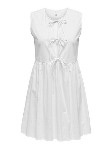 Only Sleeveless Bow detail Short Dress in White