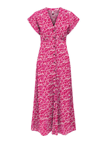 Only Patterned Short Sleeve Maxi Dress in Pink