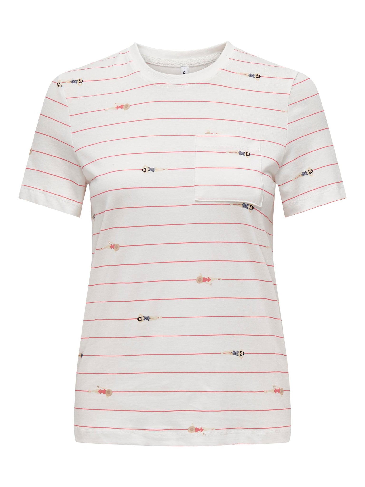 Only Striped Swim T-Shirt in White