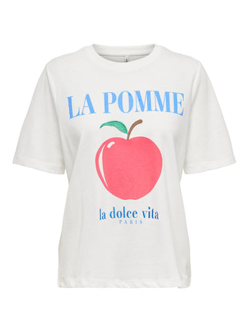 Only "LA POMME" Printed T-Shirt in White