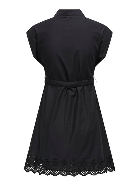 Only Embroidered Short Dress in Black