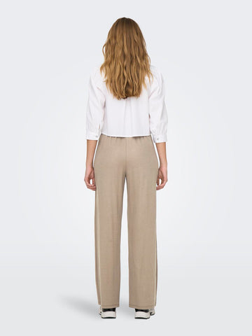 Only Straight Leg Trousers in Beige
