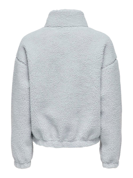 Only 1/4 Zip Teddy Fleece in Light Grey