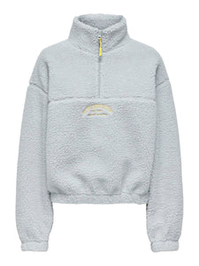 Only 1/4 Zip Teddy Fleece in Light Grey