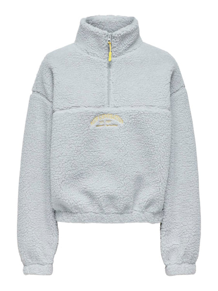 Only 1/4 Zip Teddy Fleece in Light Grey