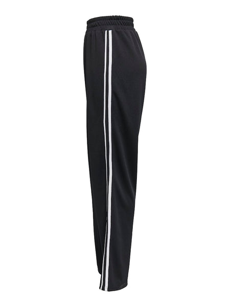 Only Side Stripe Wide Leg Joggers in Black