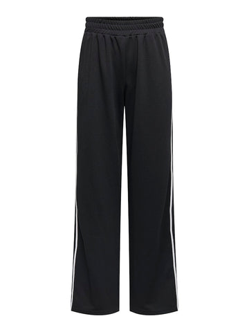 Only Side Stripe Wide Leg Joggers in Black