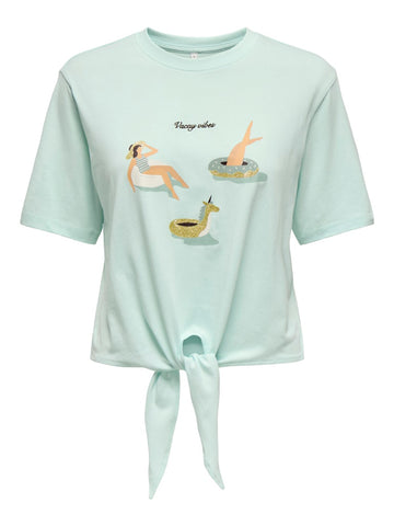 Only "Vacay" Tie T-Shirt in Blue