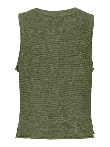 Only Knitted Tank Top in Khaki Green