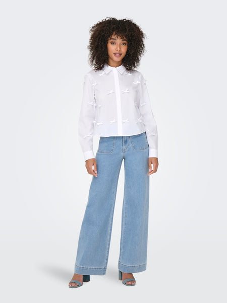 ONLY High Waist Wide Leg Pocket Jeans in Light Blue
