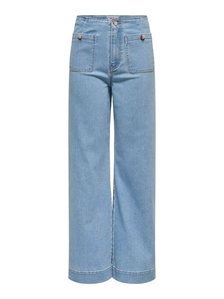 ONLY High Waist Wide Leg Pocket Jeans in Light Blue