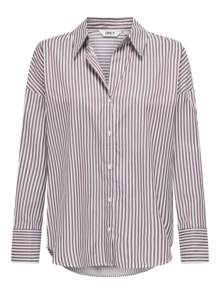 ONLY Striped V-Neck Shirt in Burgundy
