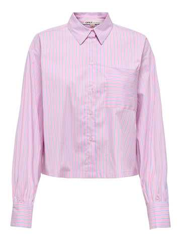 ONLY Striped Short Shirt in Pink