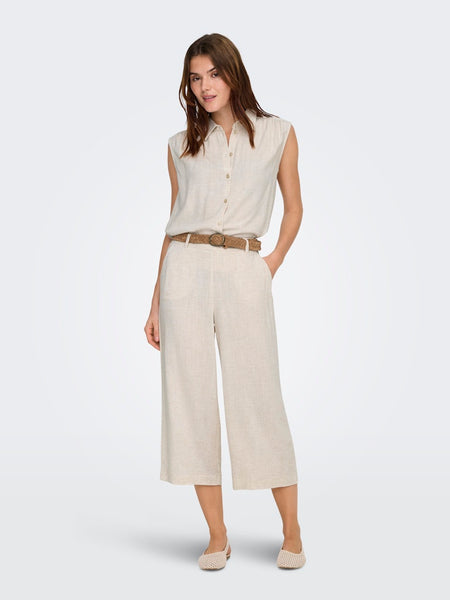 ONLY Linen Blend Culottes in Beige
