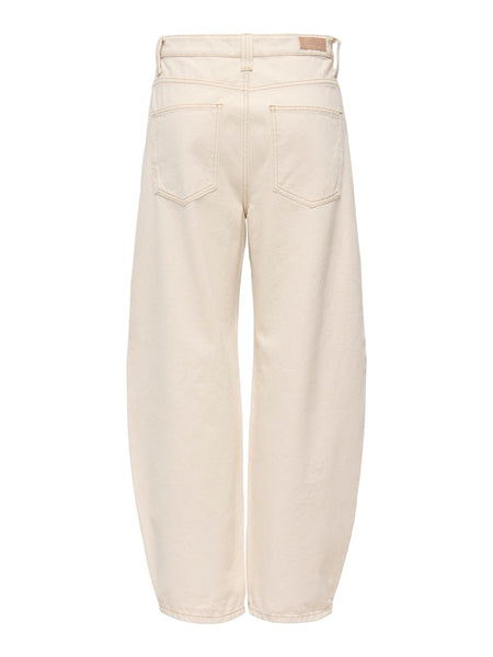 ONLY Ankle Length Barrel Jeans in Cream