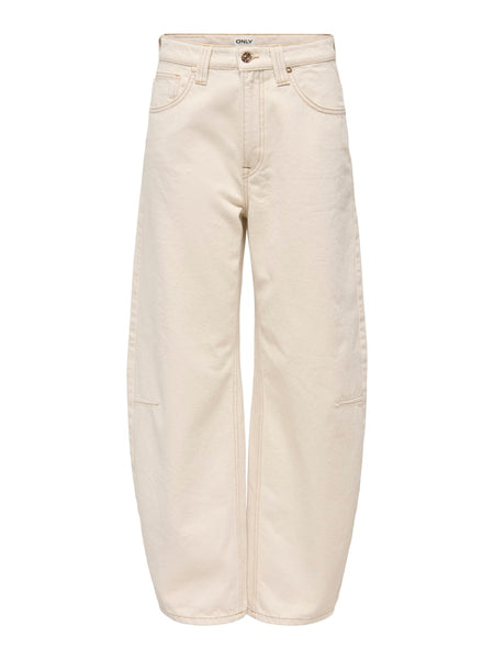 ONLY Ankle Length Barrel Jeans in Cream