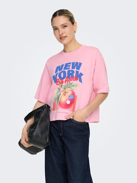 ONLY "New York" Printed T-Shirt in Pink
