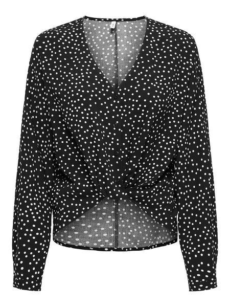 ONLY Polka-Dot Knot Shirt in Black