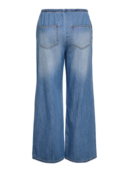 ONLY Wide Leg Denim Trousers in Medium Blue