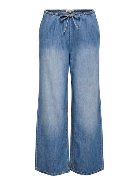 ONLY Wide Leg Denim Trousers in Medium Blue