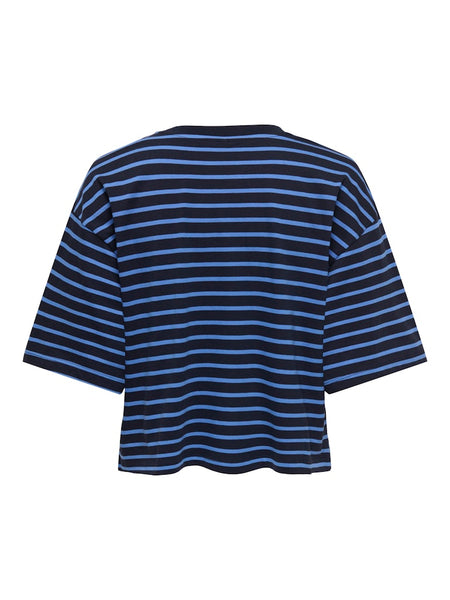 ONLY Striped Loose Fit T-Shirt in Navy