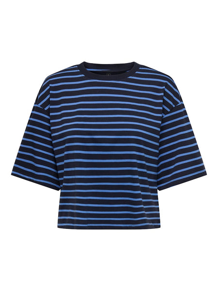ONLY Striped Loose Fit T-Shirt in Navy