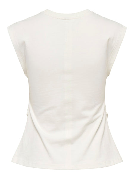ONLY Sleeveless Ruched Top in Cream