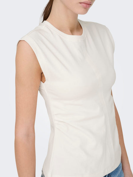 ONLY Sleeveless Ruched Top in Cream
