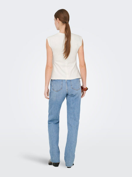 ONLY Sleeveless Ruched Top in Cream