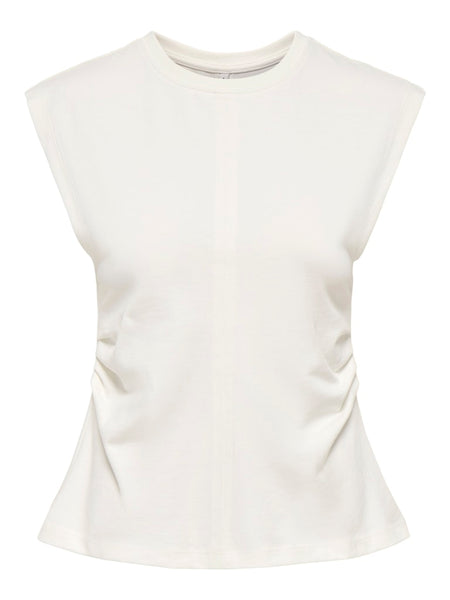 ONLY Sleeveless Ruched Top in Cream