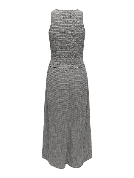 ONLY Checked Sleeveless Smock Midi Dress in Black