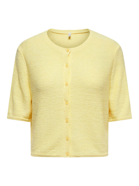 ONLY Short Sleeve Button Cardigan in Yellow