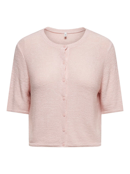ONLY Short Sleeve Button Cardigan in Pink