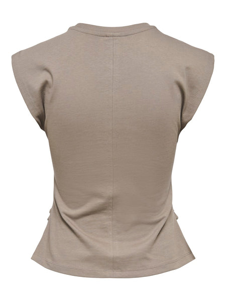 ONLY Sleeveless Ruched Top in Taupe