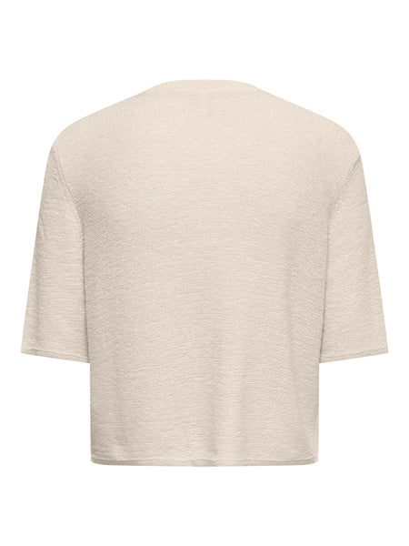 ONLY Short Sleeve Button Cardigan in Beige
