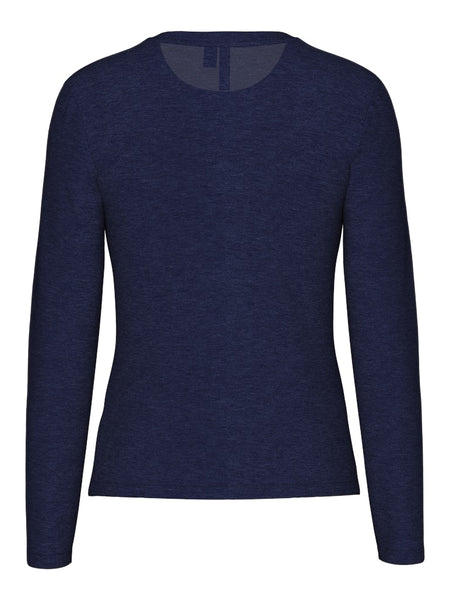 PIECES Long Sleeve O-Neck Top in Blue