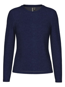 PIECES Long Sleeve O-Neck Top in Blue