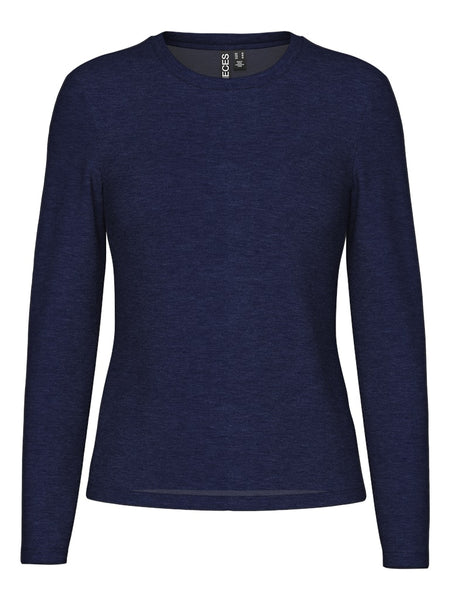 PIECES Long Sleeve O-Neck Top in Blue