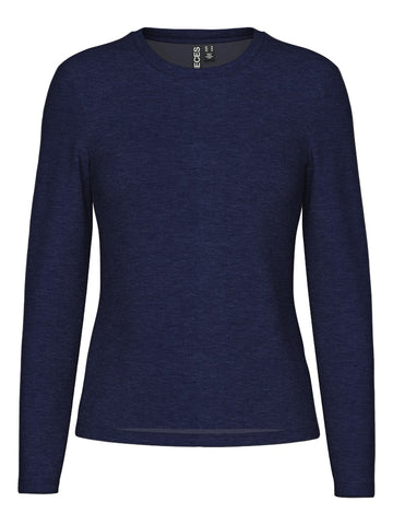PIECES Long Sleeve O-Neck Top in Blue