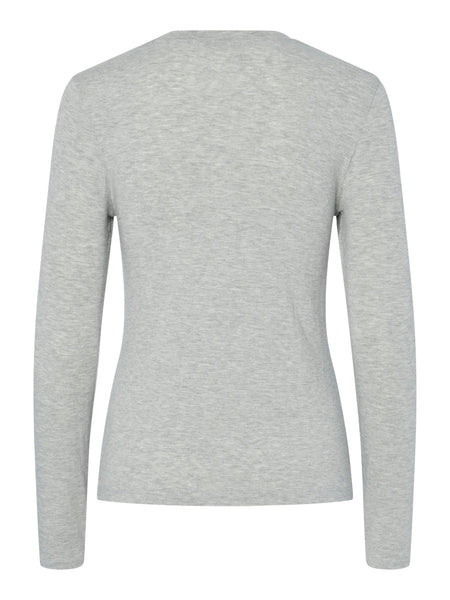 Pieces Long Sleeve O-Neck Top in Light Grey