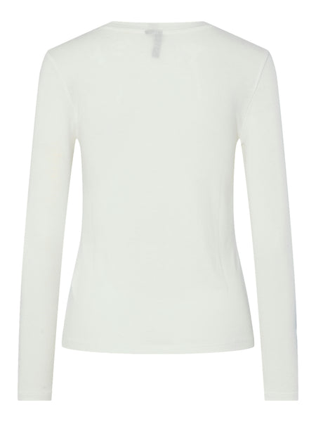 Pieces Long Sleeve O-Neck Top in White