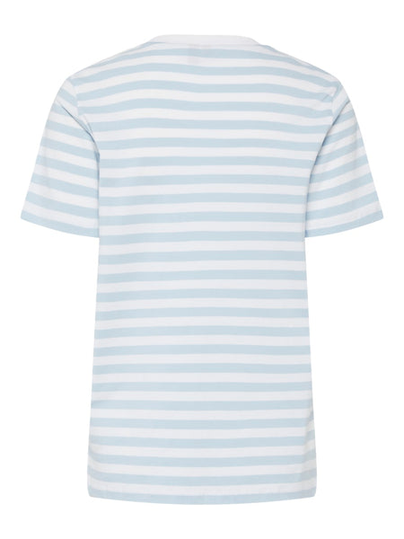 Pieces Striped T-Shirt in Blue