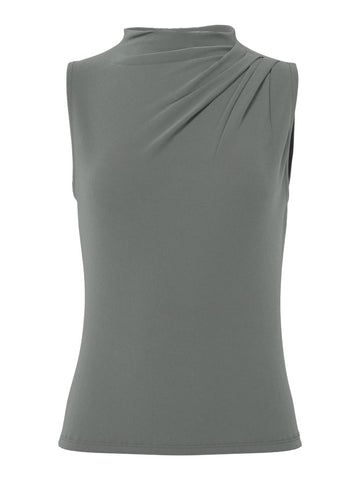 PIECES Sleeveless Draped Top in Green