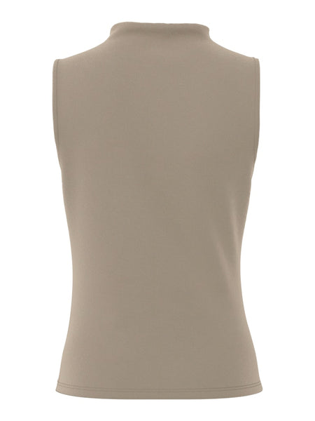 PIECES Sleeveless Draped Top in Taupe