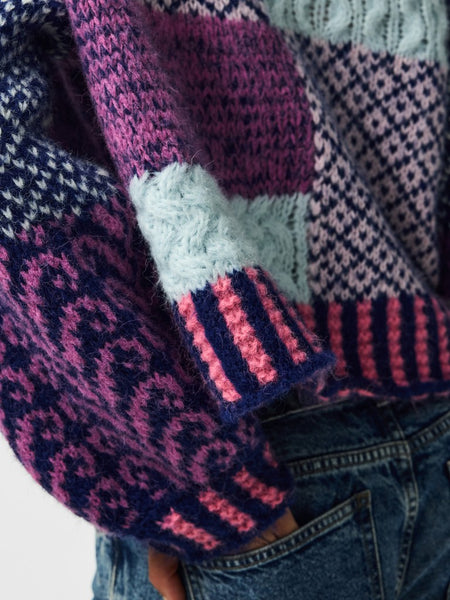 PIECES Block Pattern Knit Jumper in Pink