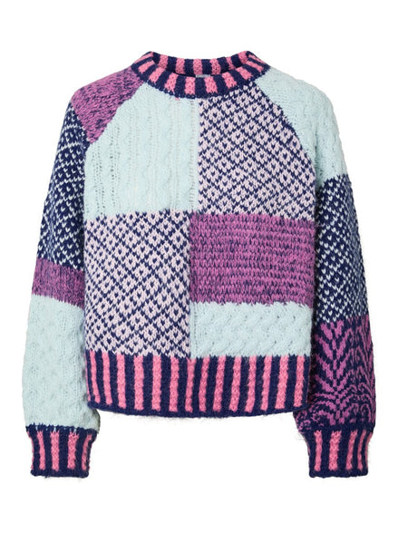 PIECES Block Pattern Knit Jumper in Pink